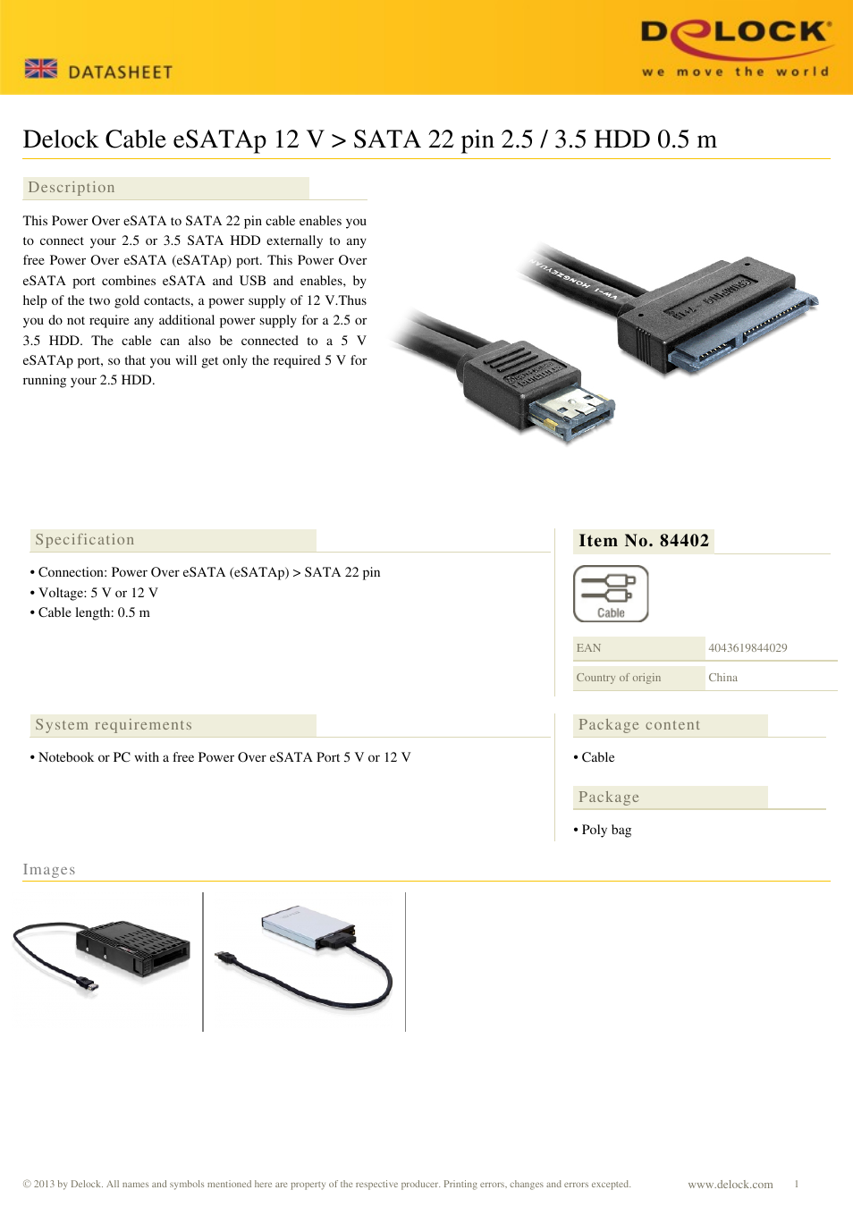 DeLOCK 84402 User Manual | 1 page