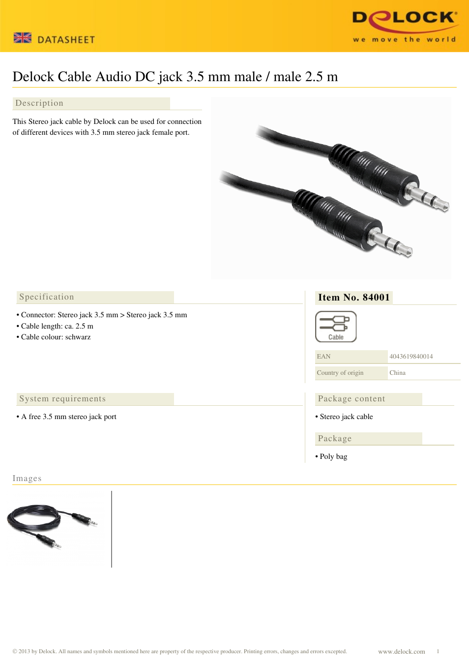 DeLOCK 84001 User Manual | 1 page