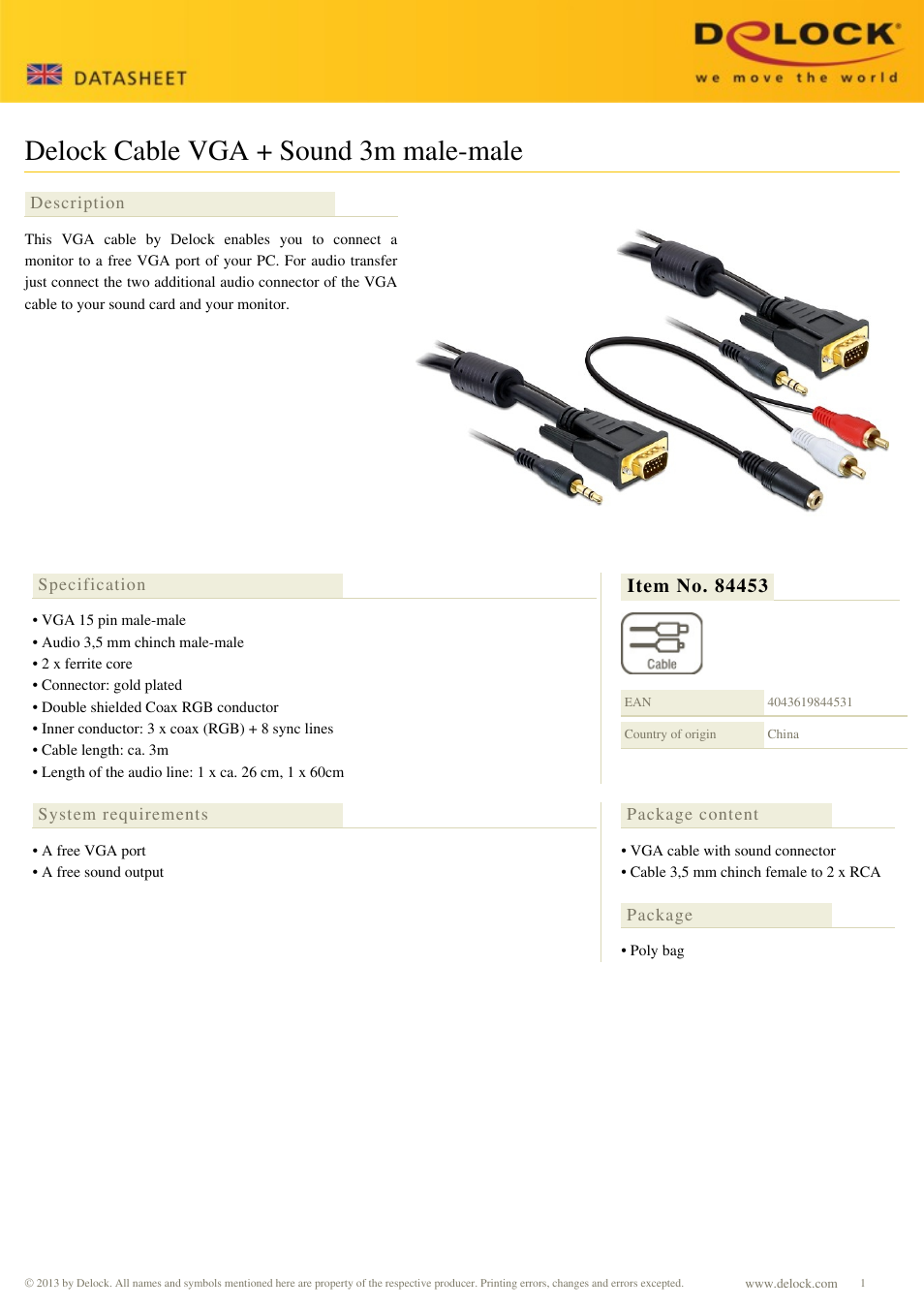 DeLOCK 84453 User Manual | 1 page