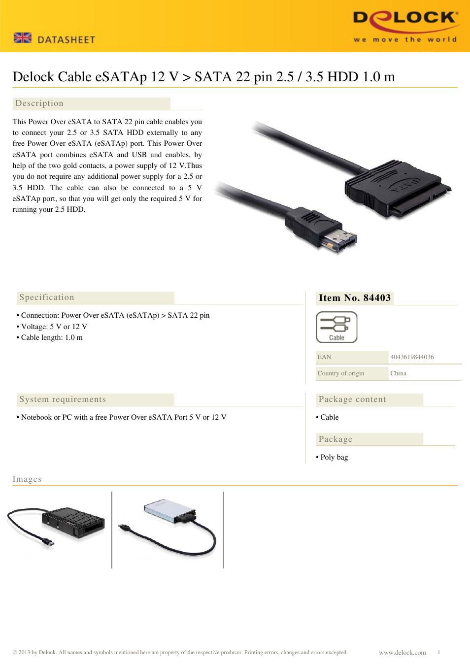 DeLOCK 84403 User Manual | 1 page