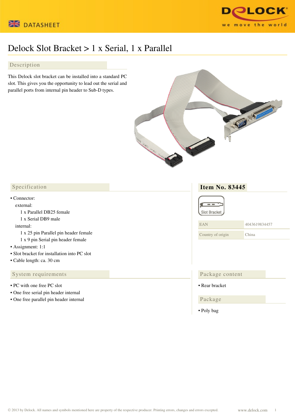 DeLOCK 83445 User Manual | 1 page