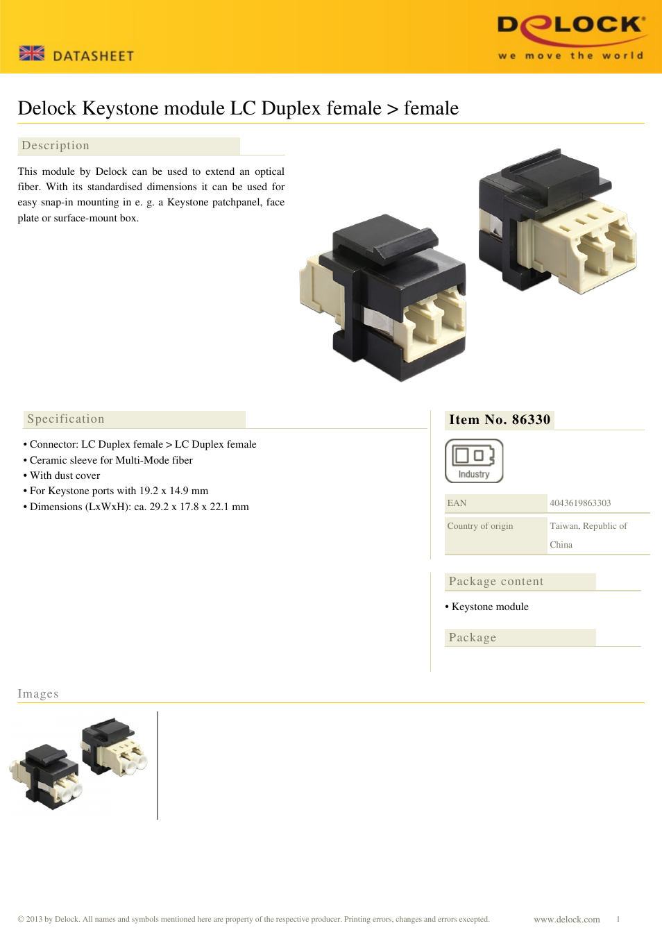 DeLOCK 86330 User Manual | 1 page