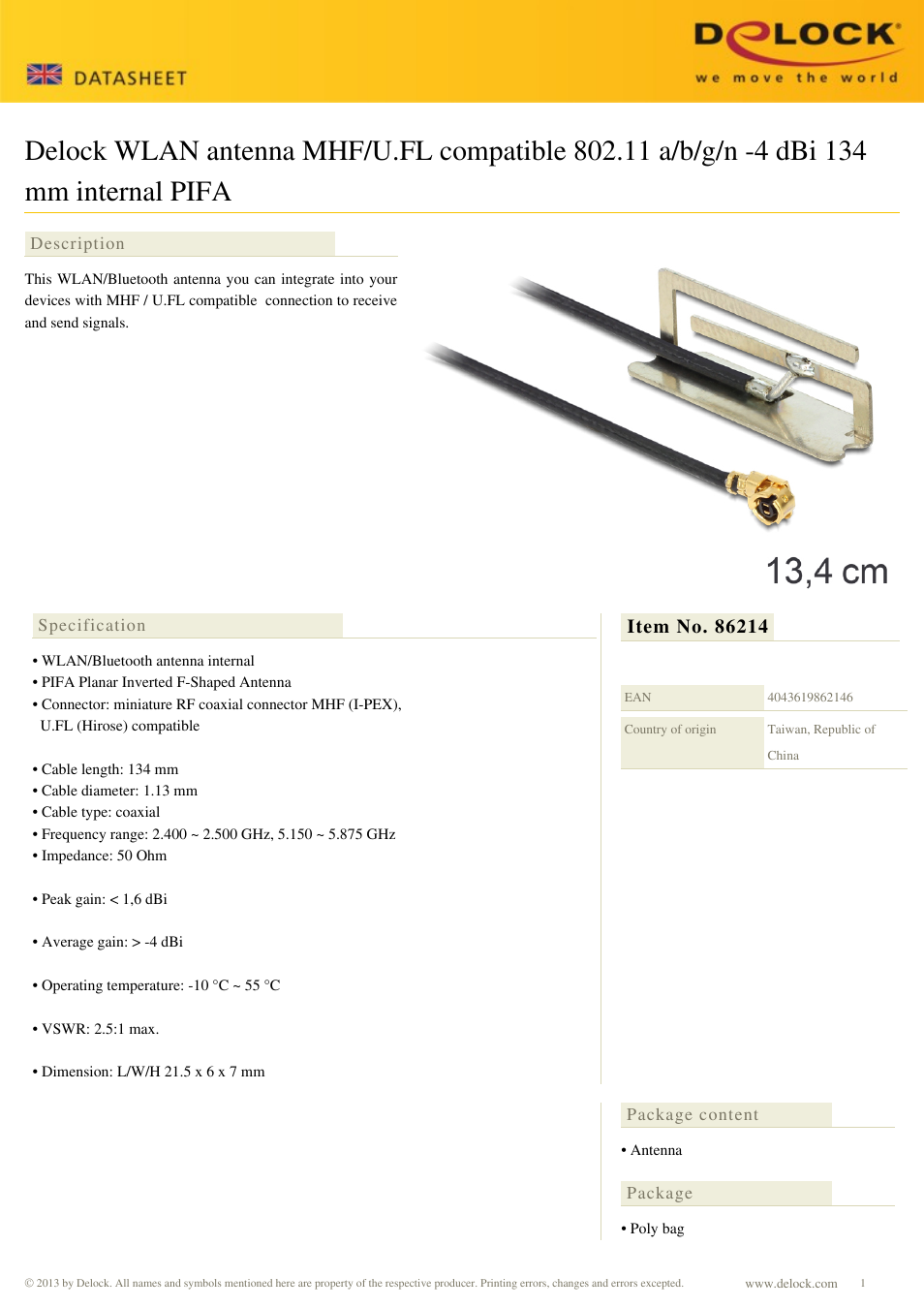 DeLOCK 86214 User Manual | 2 pages