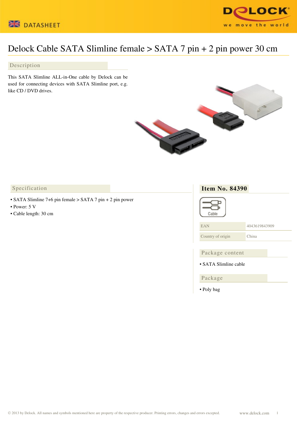 DeLOCK 84390 User Manual | 1 page