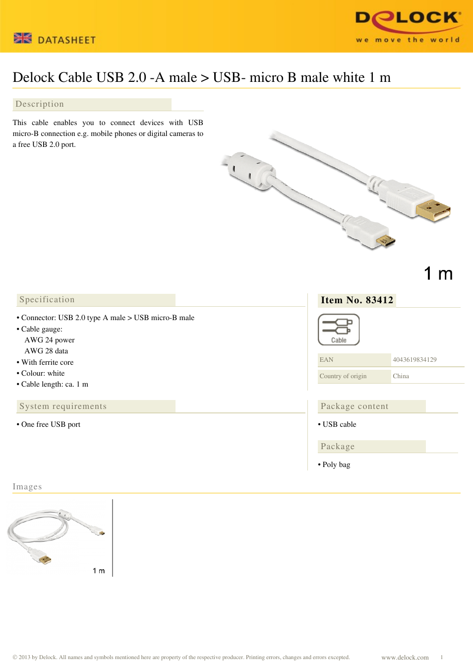 DeLOCK 83412 User Manual | 1 page