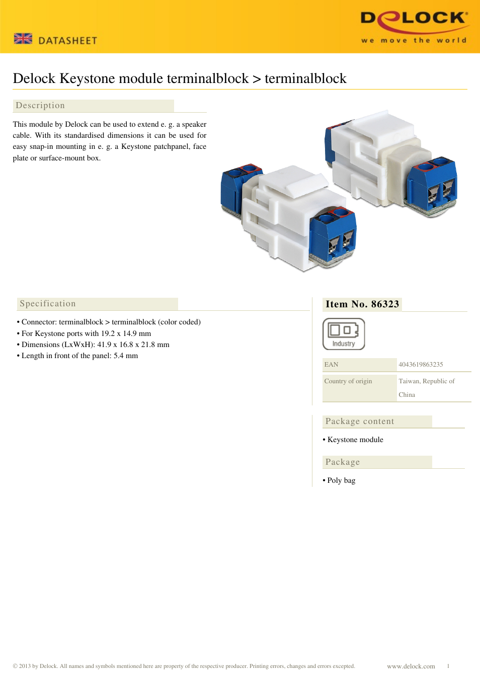 DeLOCK 86323 User Manual | 1 page