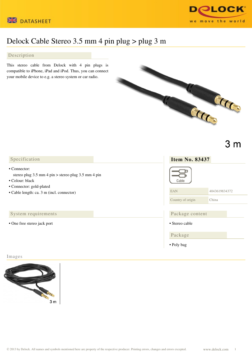 DeLOCK 83437 User Manual | 1 page