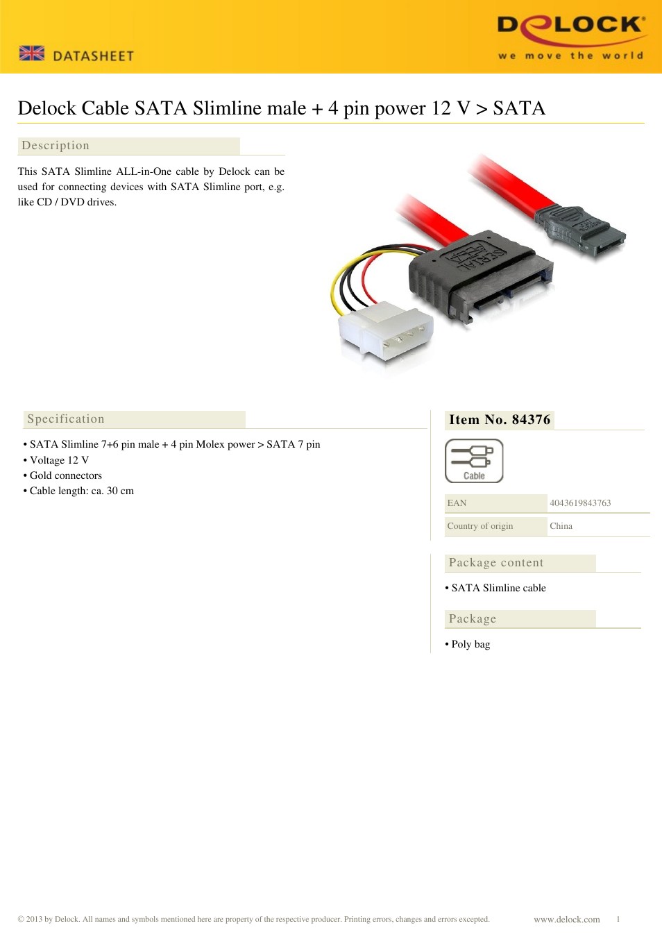 DeLOCK 84376 User Manual | 1 page