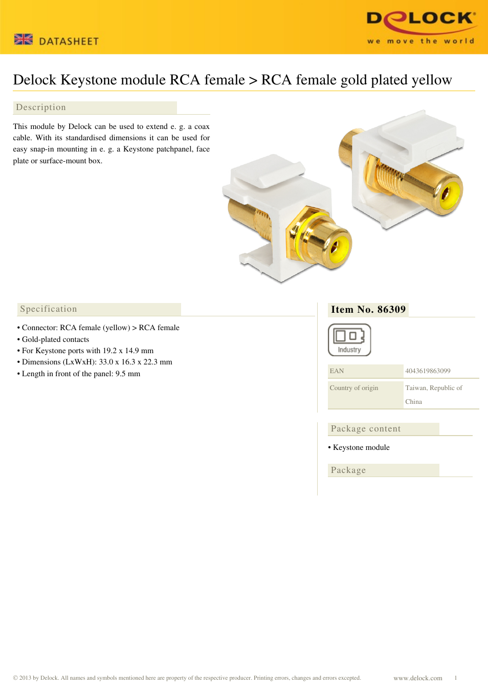 DeLOCK 86309 User Manual | 1 page