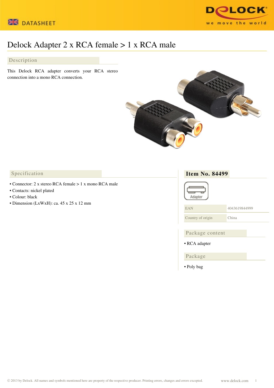 DeLOCK 84499 User Manual | 1 page
