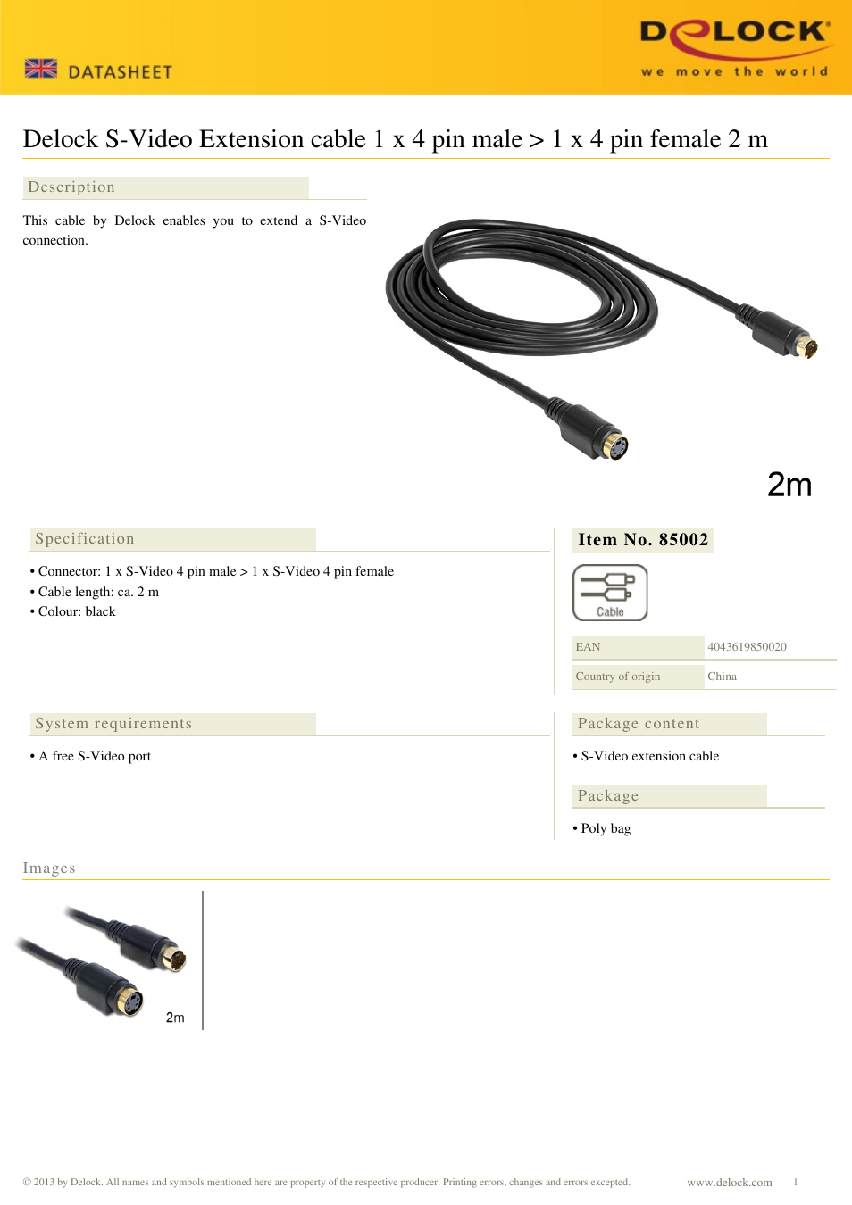 DeLOCK 85002 User Manual | 1 page