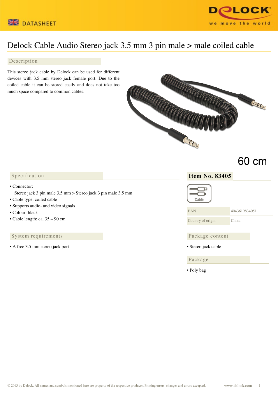 DeLOCK 83405 User Manual | 1 page