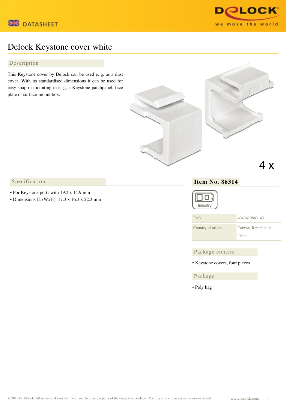 DeLOCK 86314 User Manual | 1 page