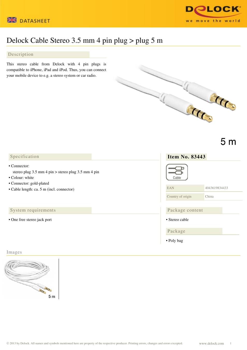 DeLOCK 83443 User Manual | 1 page