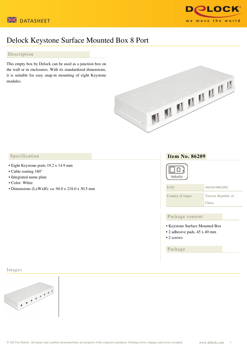 DeLOCK 86209 User Manual | 1 page