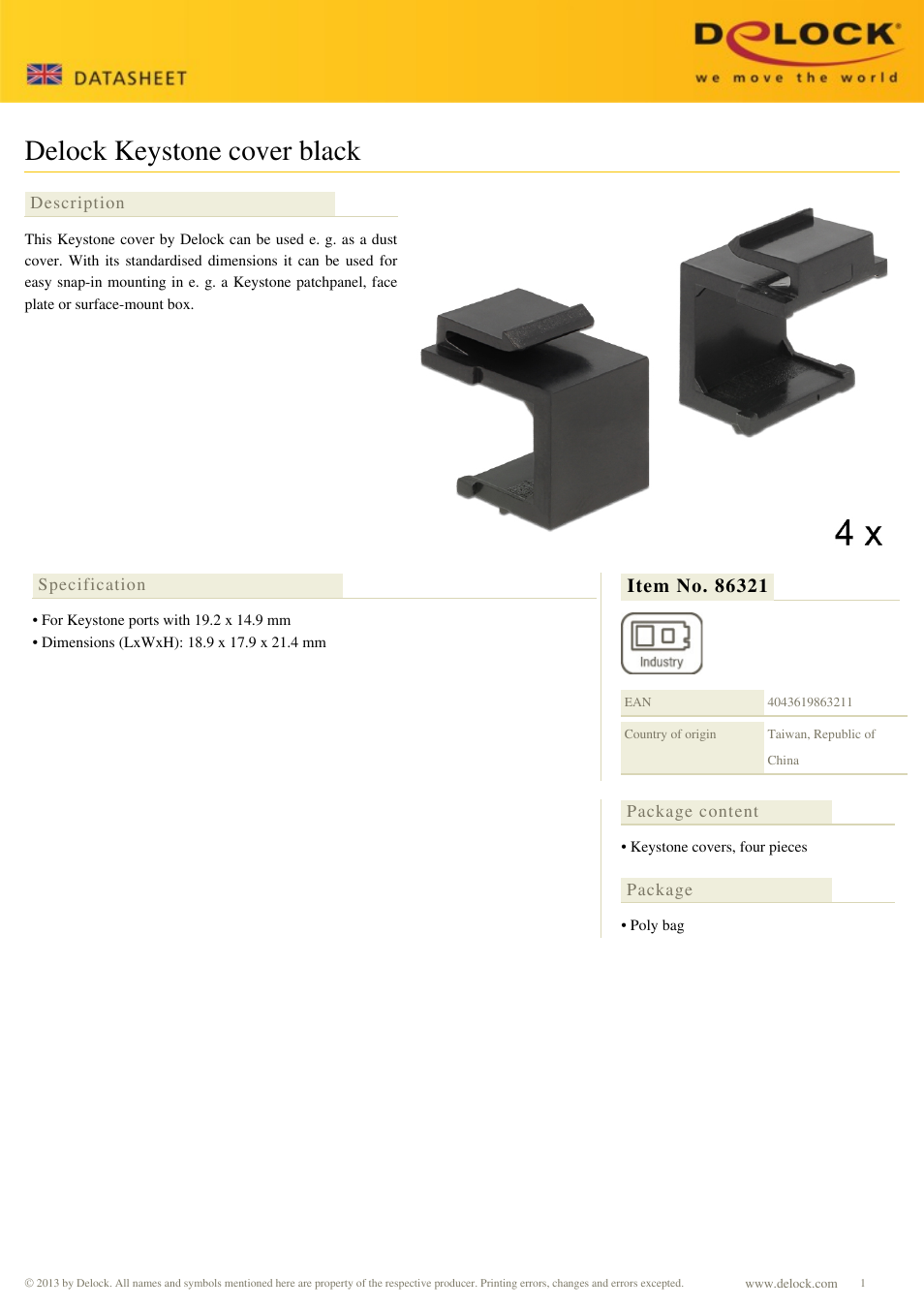 DeLOCK 86321 User Manual | 1 page