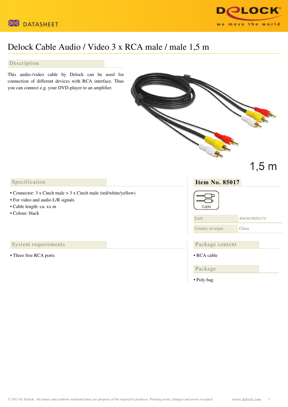 DeLOCK 85017 User Manual | 1 page