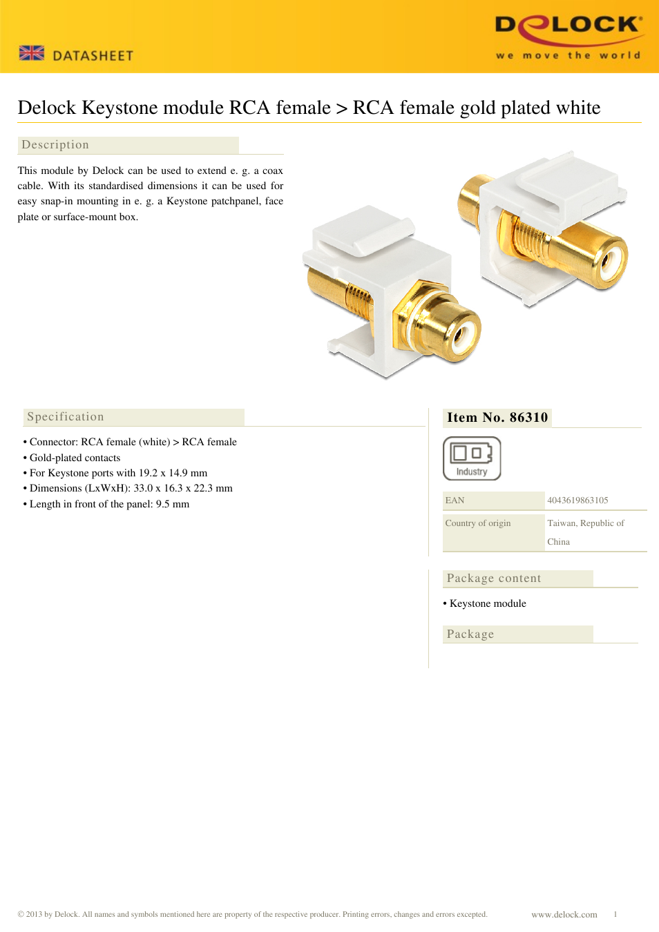 DeLOCK 86310 User Manual | 1 page