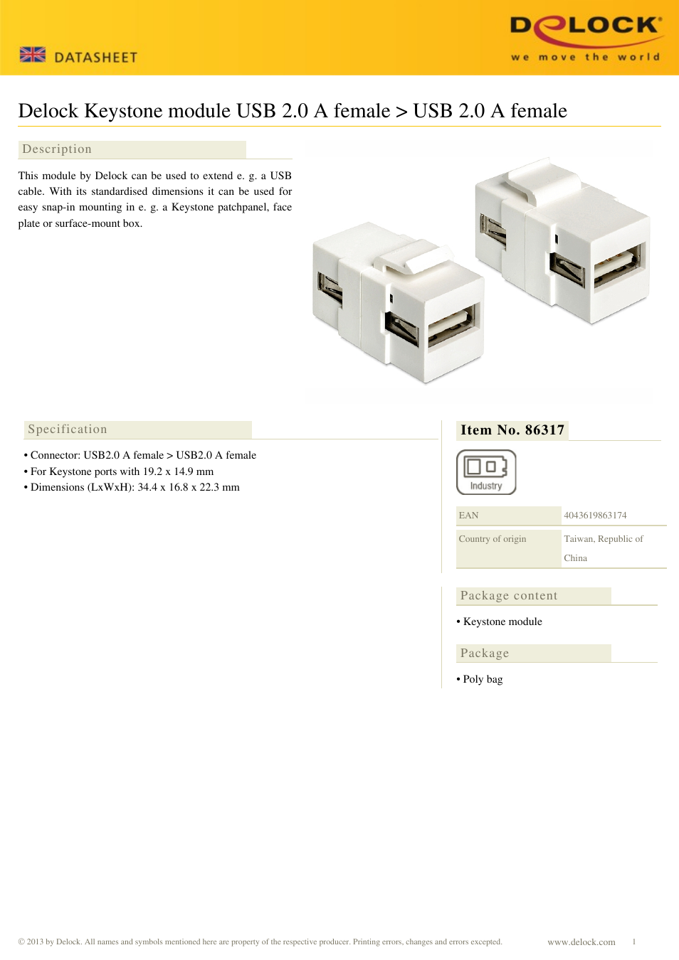 DeLOCK 86317 User Manual | 1 page