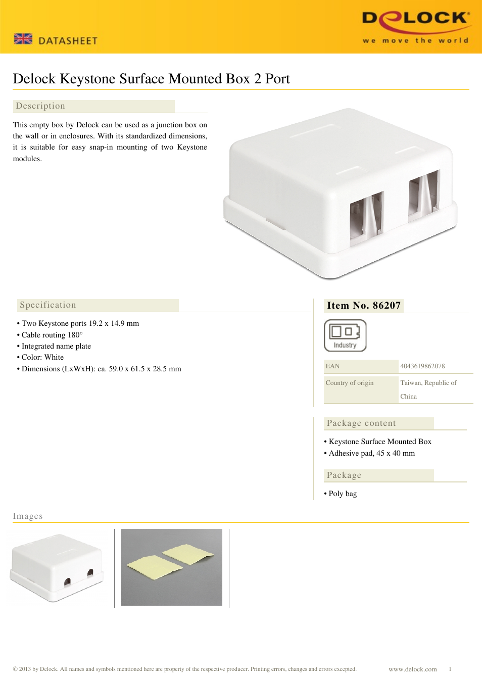 DeLOCK 86207 User Manual | 1 page