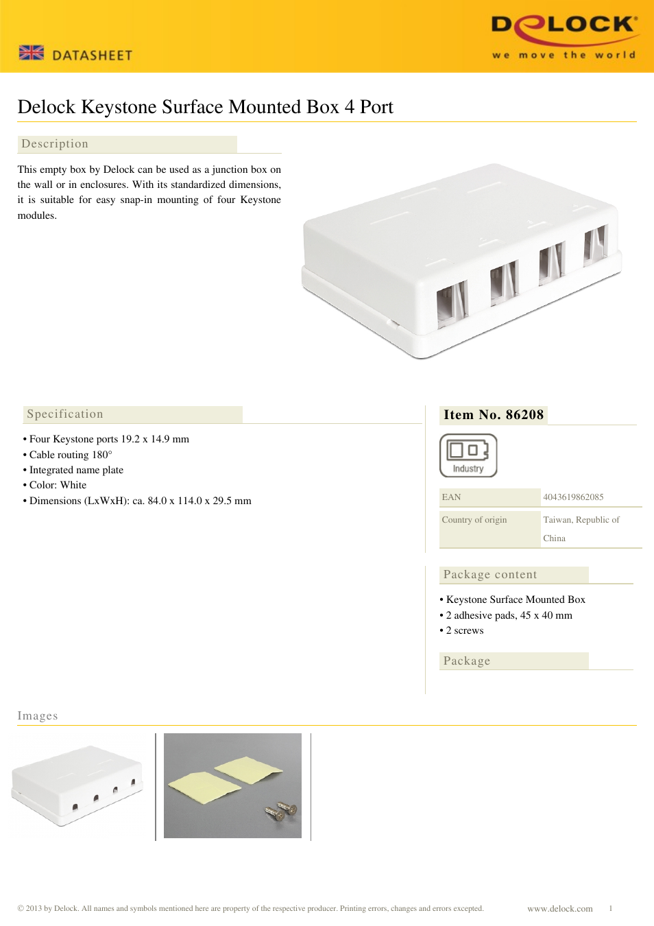 DeLOCK 86208 User Manual | 1 page