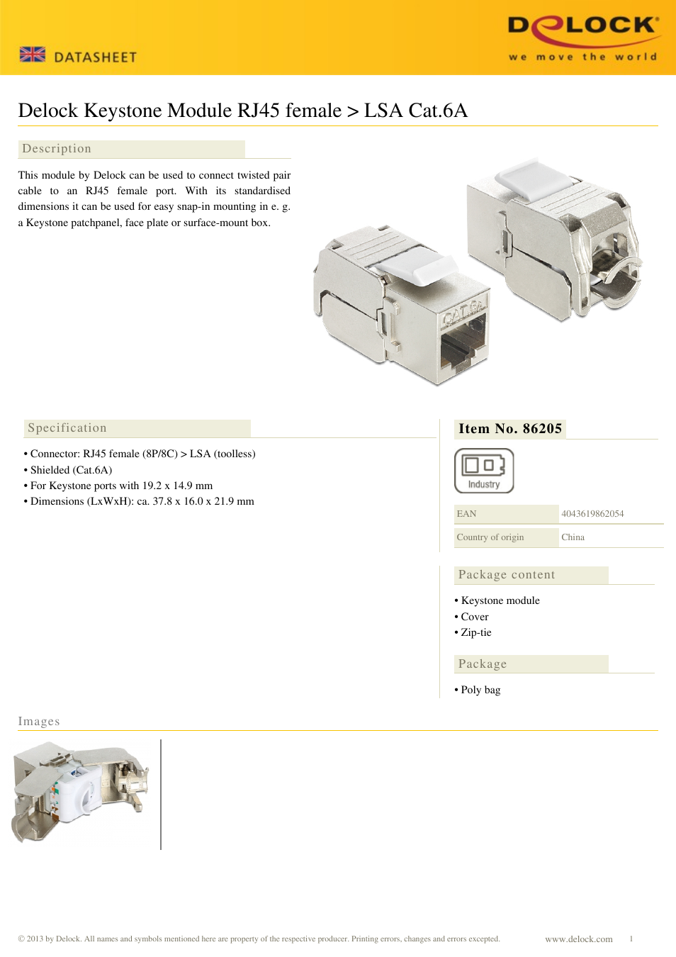 DeLOCK 86205 User Manual | 1 page