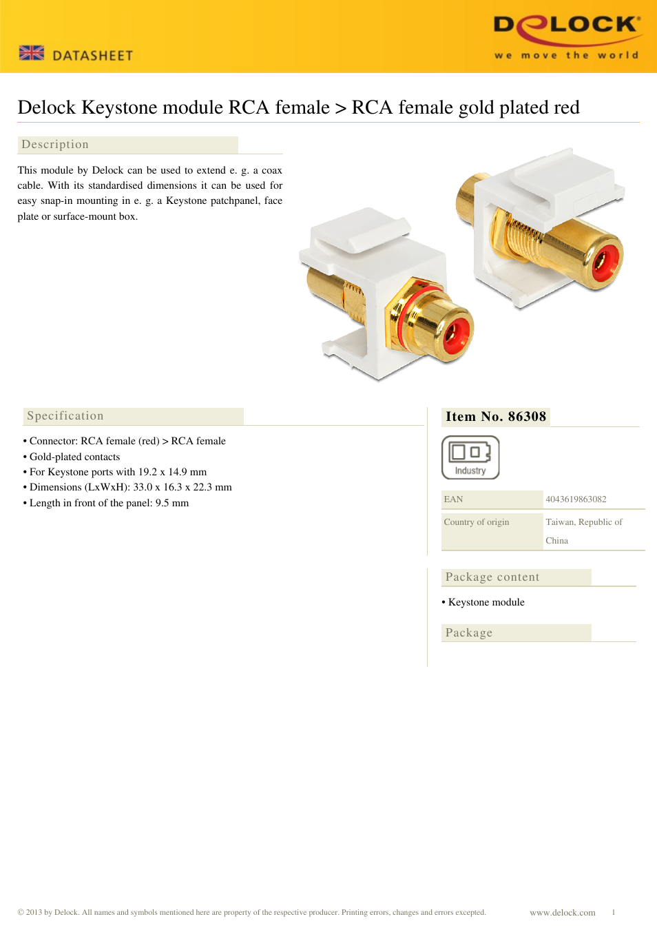 DeLOCK 86308 User Manual | 1 page