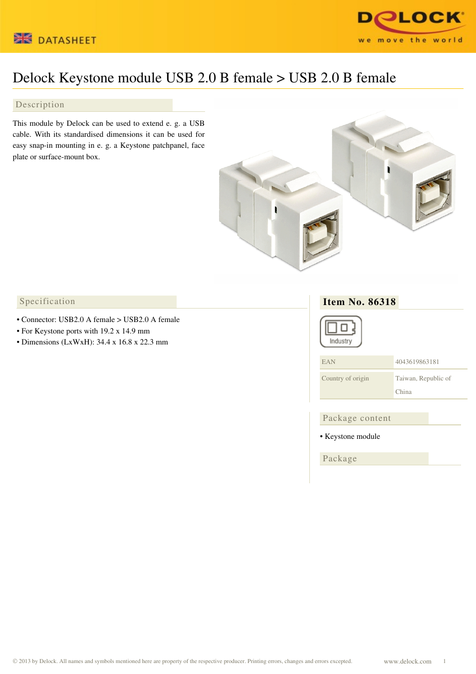 DeLOCK 86318 User Manual | 1 page