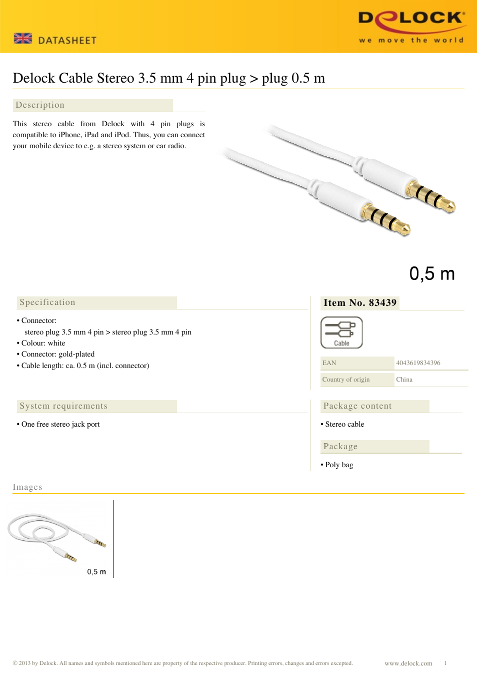 DeLOCK 83439 User Manual | 1 page