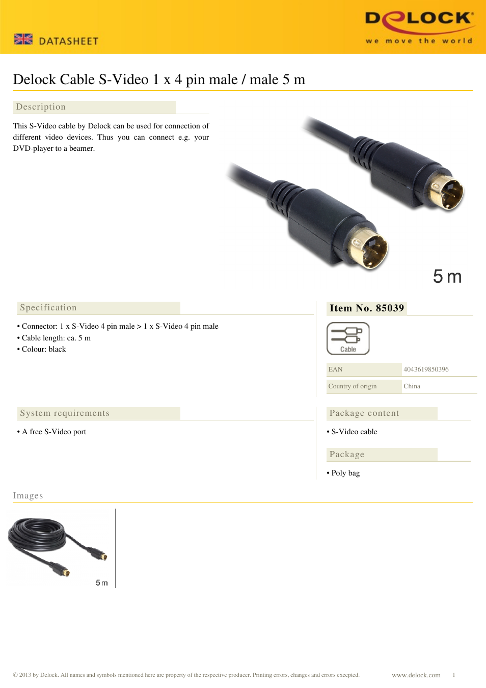 DeLOCK 85039 User Manual | 1 page