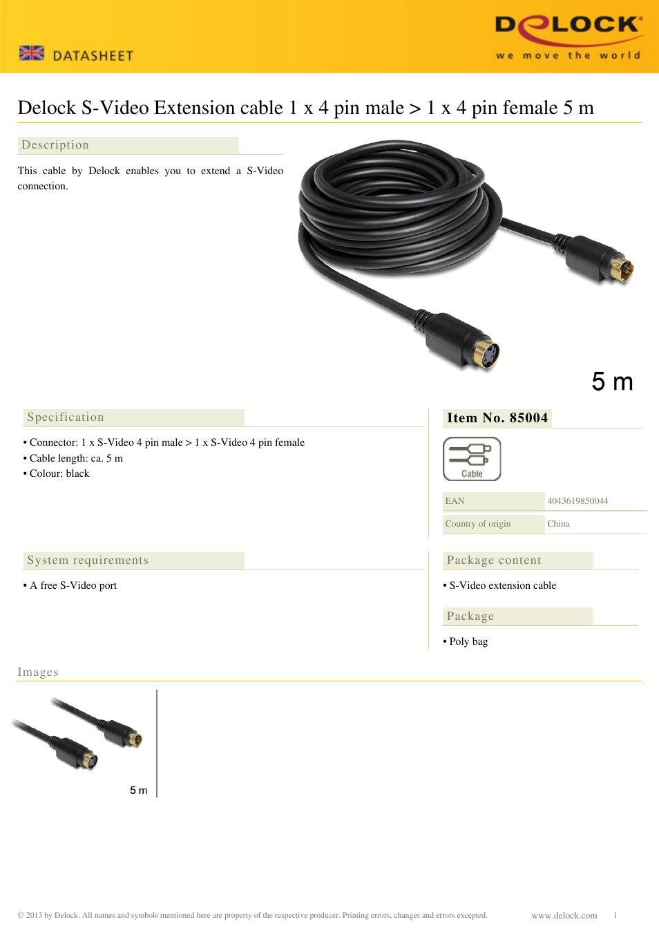 DeLOCK 85004 User Manual | 1 page