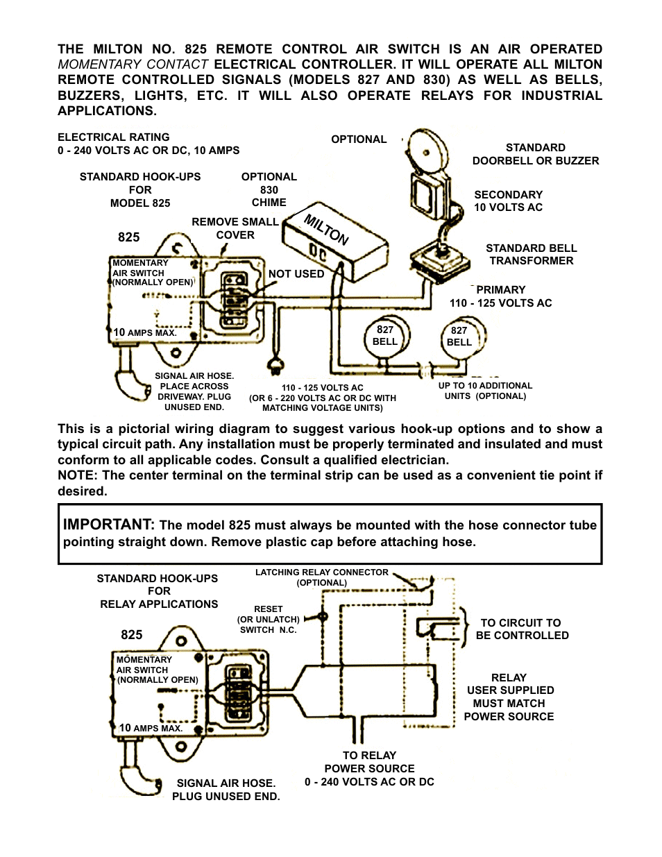 Important | Milton Industries Equipment 805 Signal Bell User Manual | Page 2 / 2