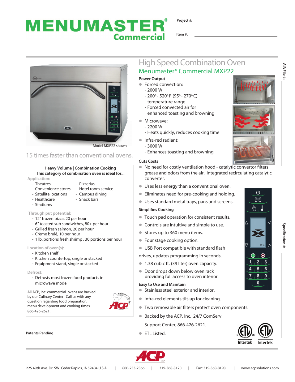 ACP MXP22 Spec Sheet User Manual | 2 pages