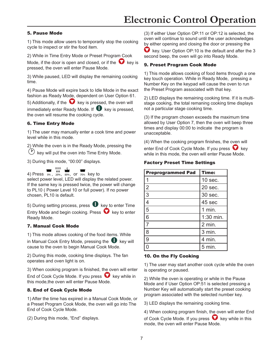 Electronic control operation | ACP MMS10TS Owner's Manual User Manual | Page 7 / 12