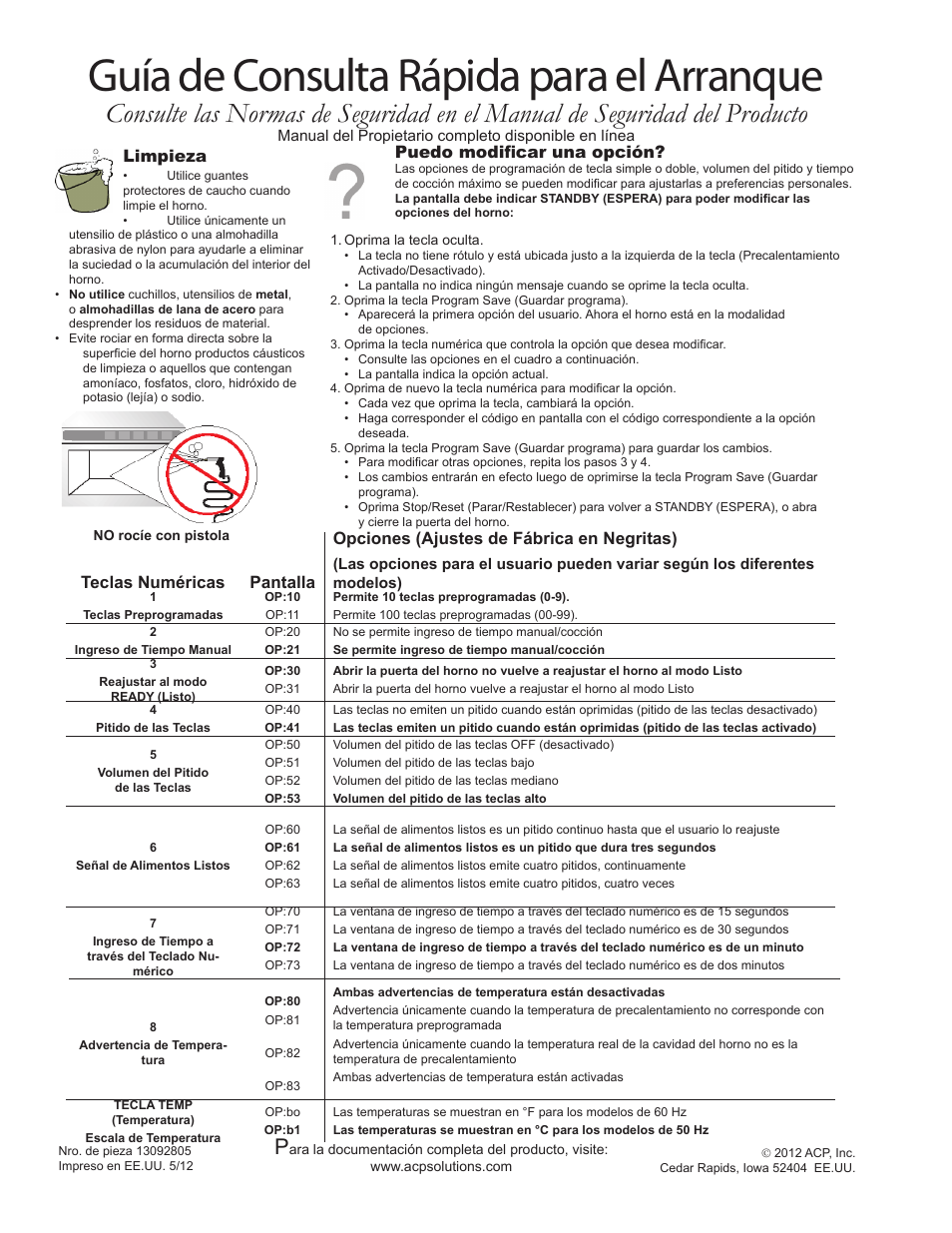 Guía de consulta rápida para el arranque, Limpieza, Puedo modificar una opción | ACP DS1400E Quick Start Guide User Manual | Page 4 / 8