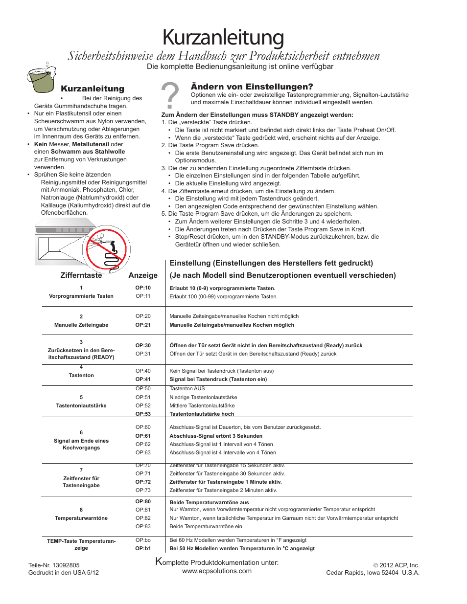 Kurzanleitung, Ändern von einstellungen | ACP DS1400E Quick Start Guide User Manual | Page 8 / 8