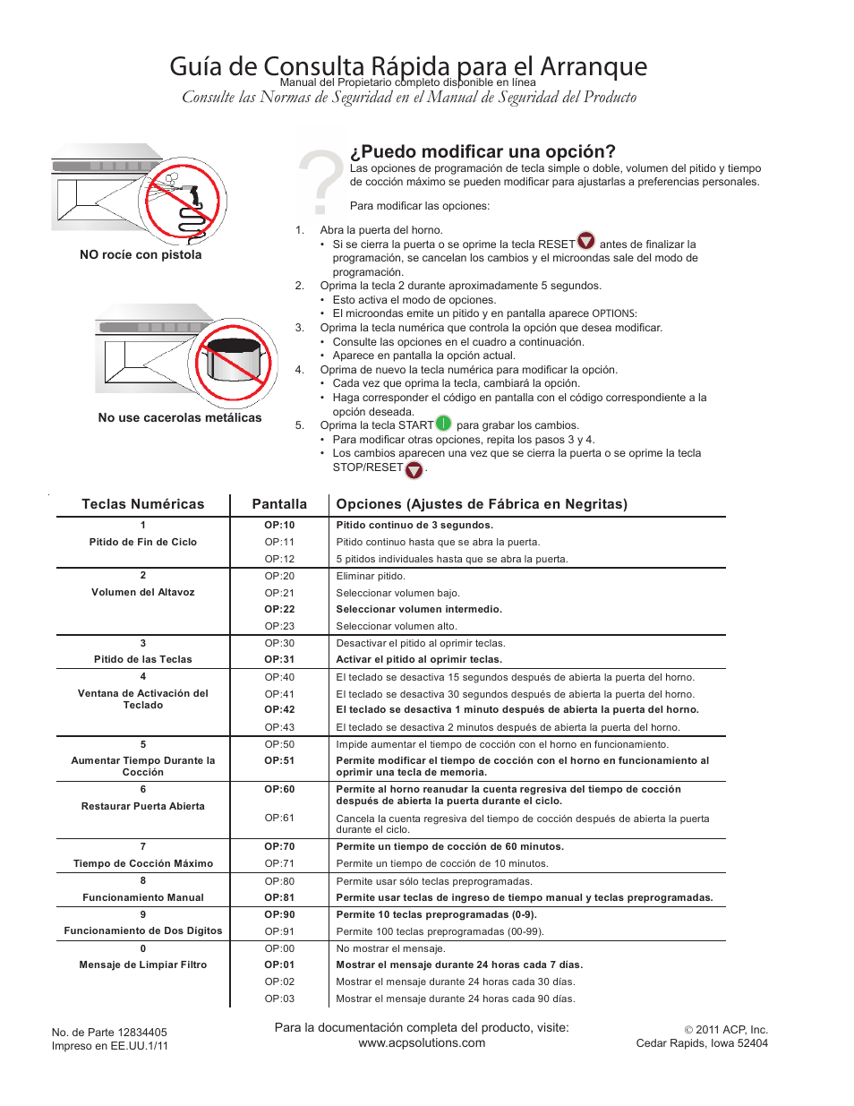 Guía de consulta rápida para el arranque, Puedo modificar una opción | ACP MDC12A2 Quick Start Guide User Manual | Page 4 / 10