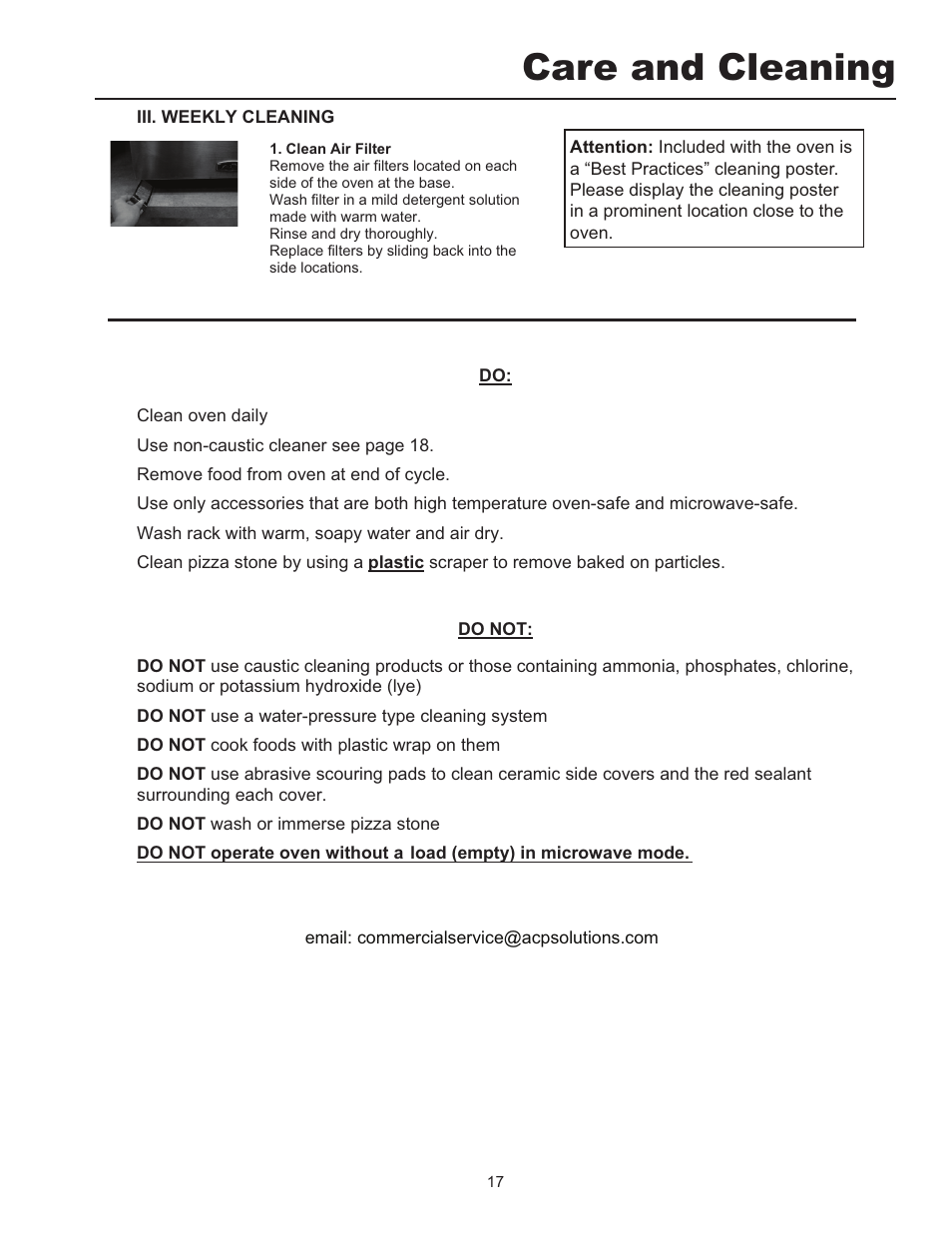 Duh dqg &ohdqlqj | ACP MXP5221 Owner's Manual User Manual | Page 17 / 20