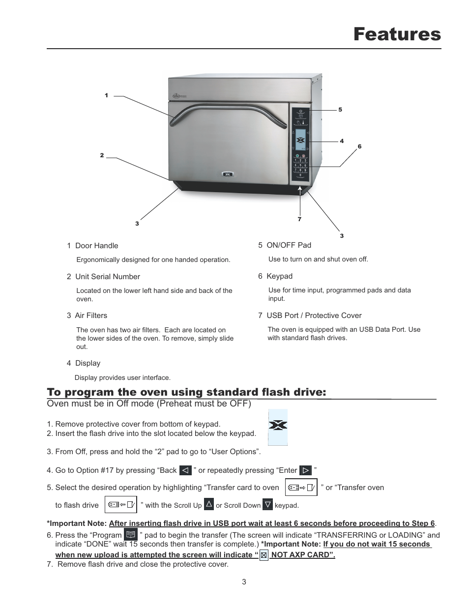 Features, 7r surjudp wkh ryhq xvlqj vwdqgdug ádvk gulyh | ACP MXP5221 Owner's Manual User Manual | Page 3 / 20