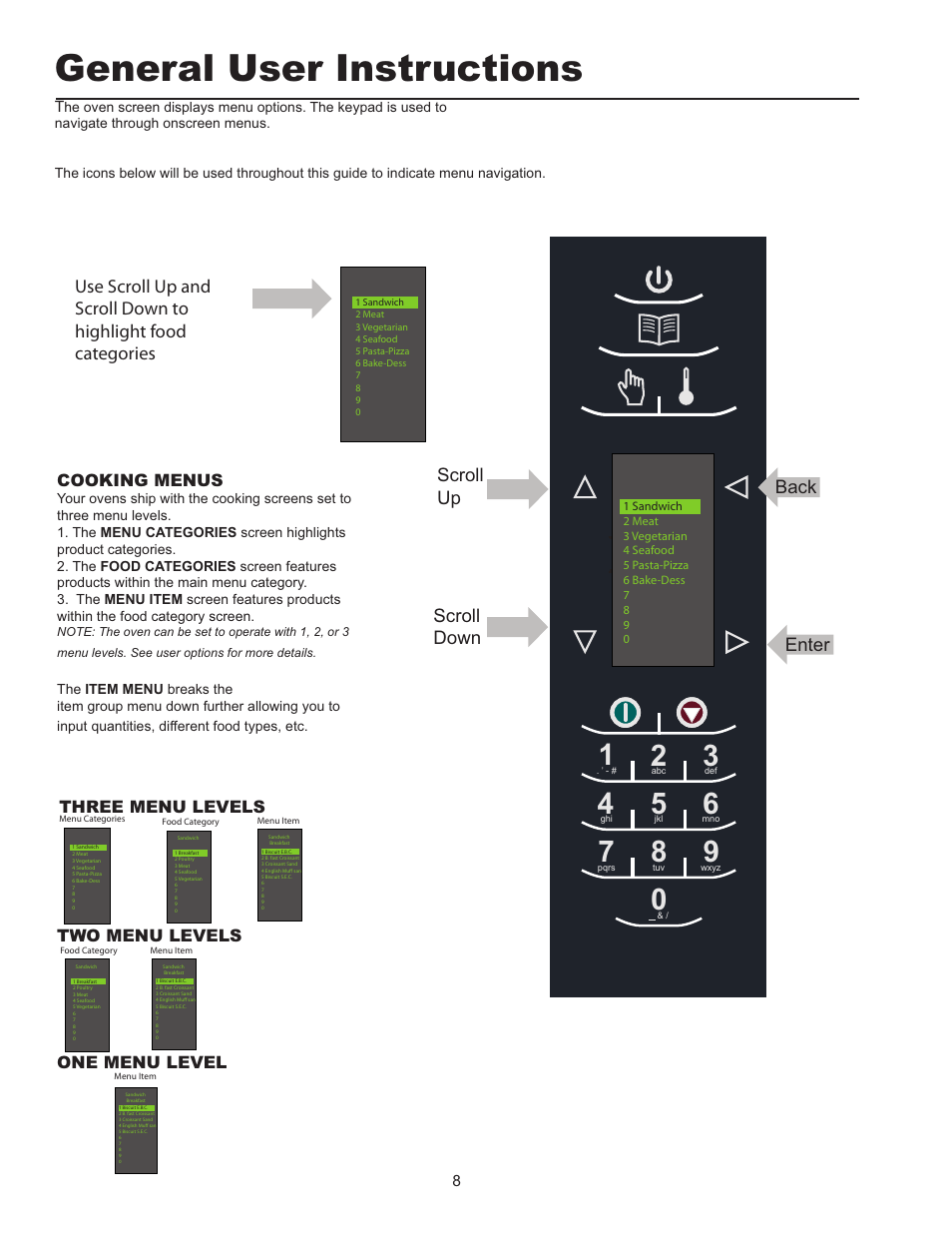 Hqhudo 8vhu ,qvwuxfwlrqv, Enter, Three menu levels two menu levels one menu level | ACP MXP5221 Owner's Manual User Manual | Page 8 / 20