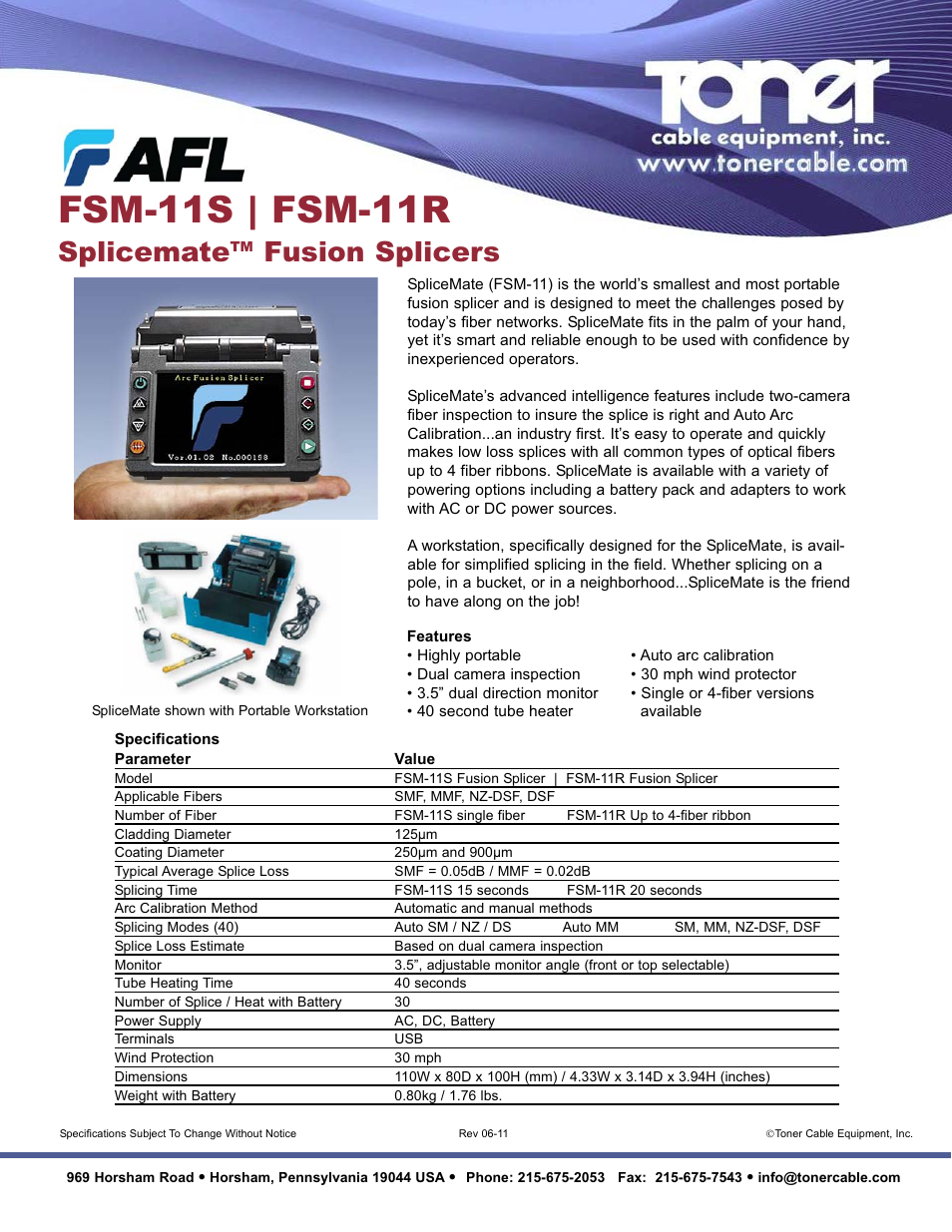 Toner Cable FSM-11R Fusion Splicer User Manual | 1 page