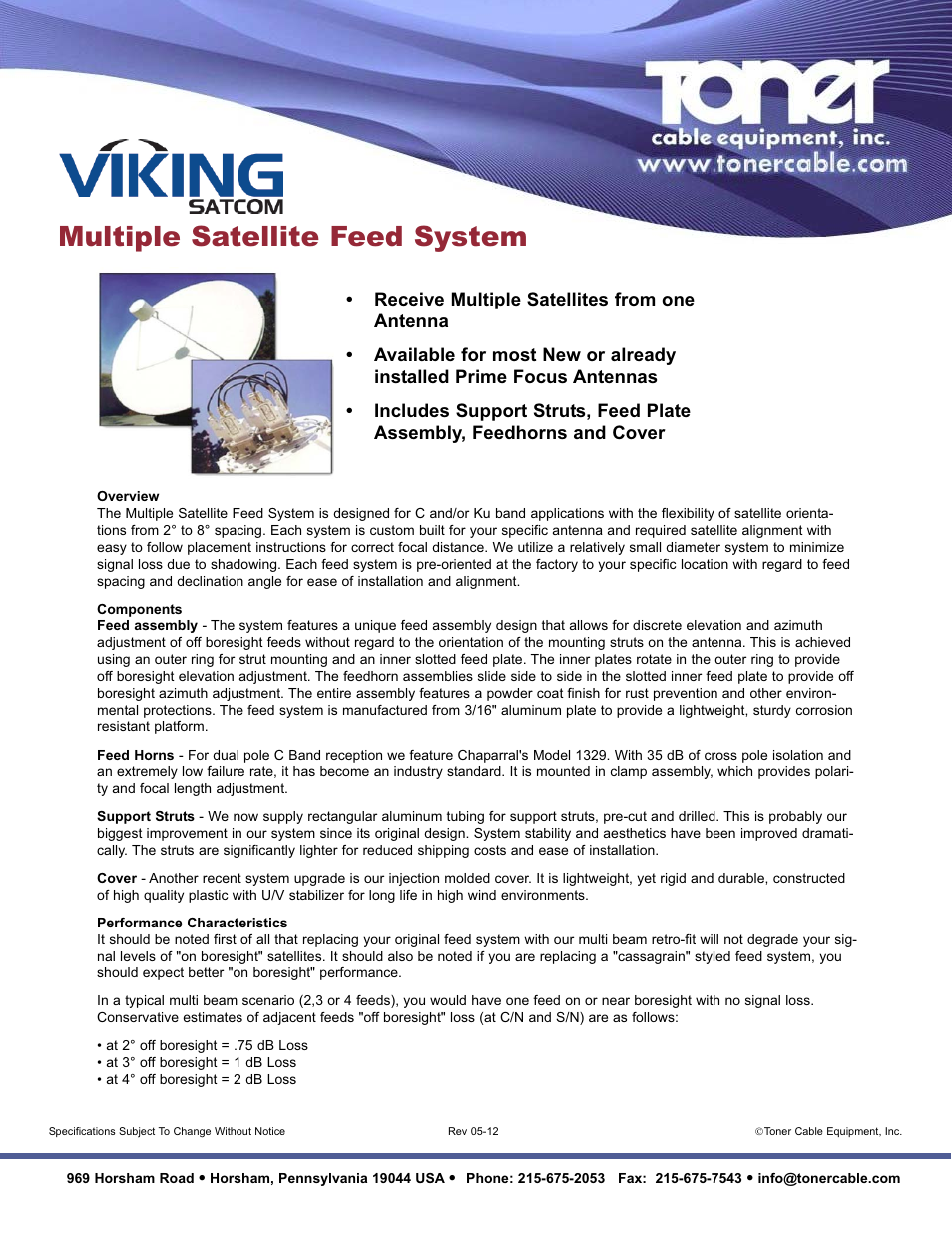 Toner Cable Multiple Satellite Feed System User Manual | 1 page