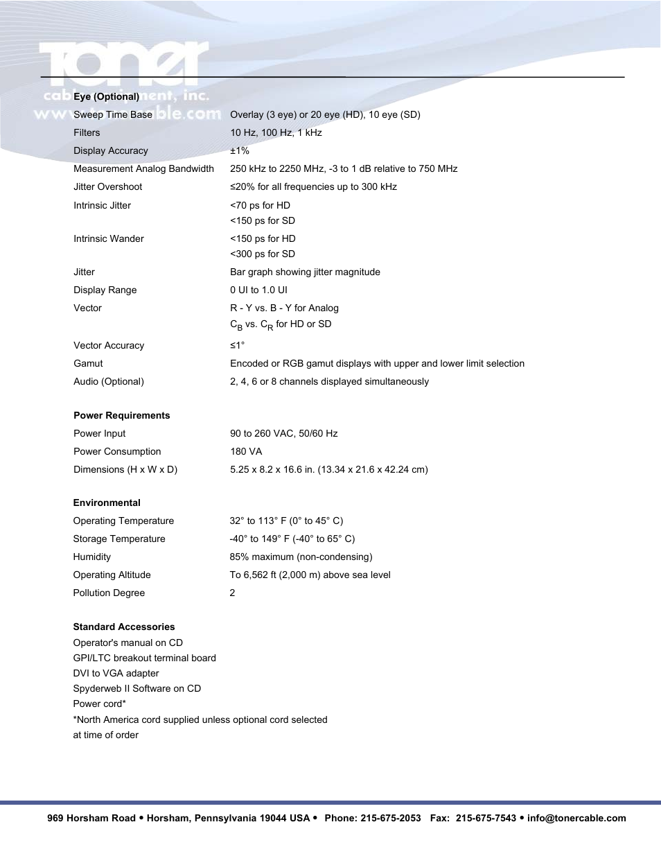Toner Cable TVM9150PKG Multiformat 3G-HD-SD Video Waveform Monitor and Audio Signal Analyzer User Manual | Page 12 / 14