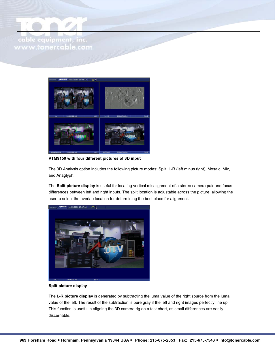 Toner Cable TVM9150PKG Multiformat 3G-HD-SD Video Waveform Monitor and Audio Signal Analyzer User Manual | Page 4 / 14