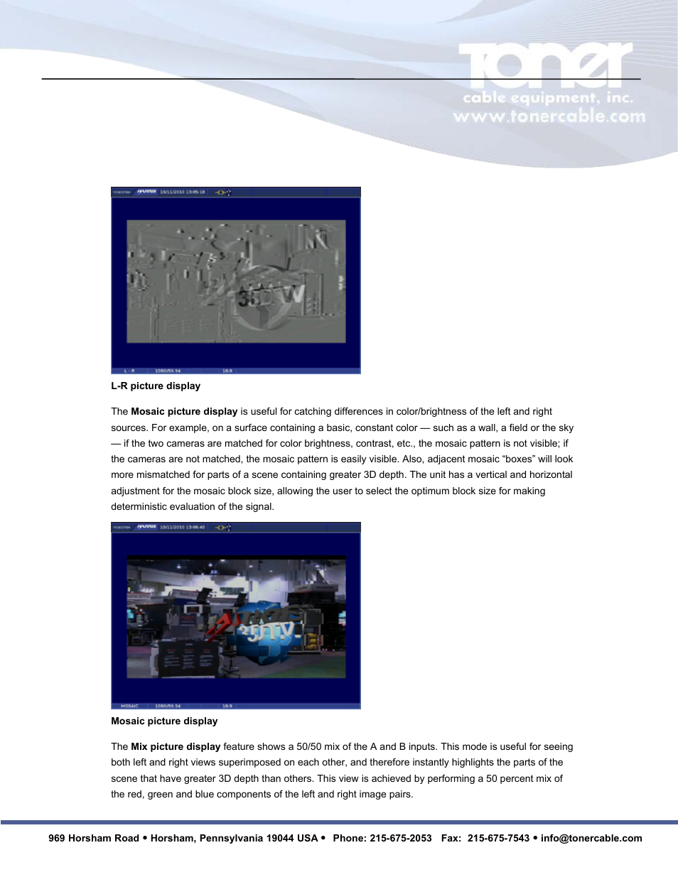 Toner Cable TVM9150PKG Multiformat 3G-HD-SD Video Waveform Monitor and Audio Signal Analyzer User Manual | Page 5 / 14