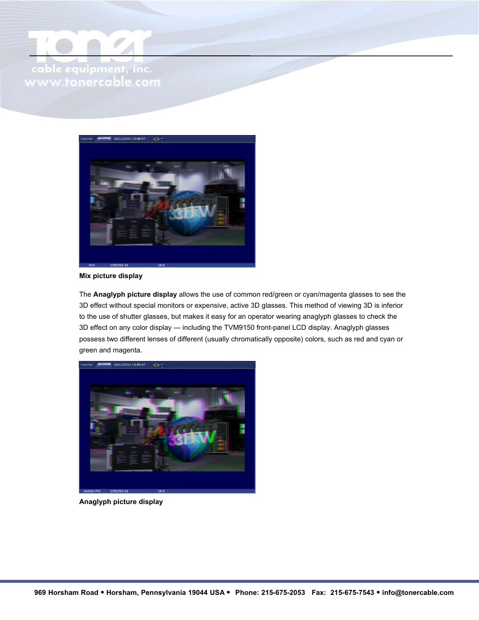 Toner Cable TVM9150PKG Multiformat 3G-HD-SD Video Waveform Monitor and Audio Signal Analyzer User Manual | Page 6 / 14