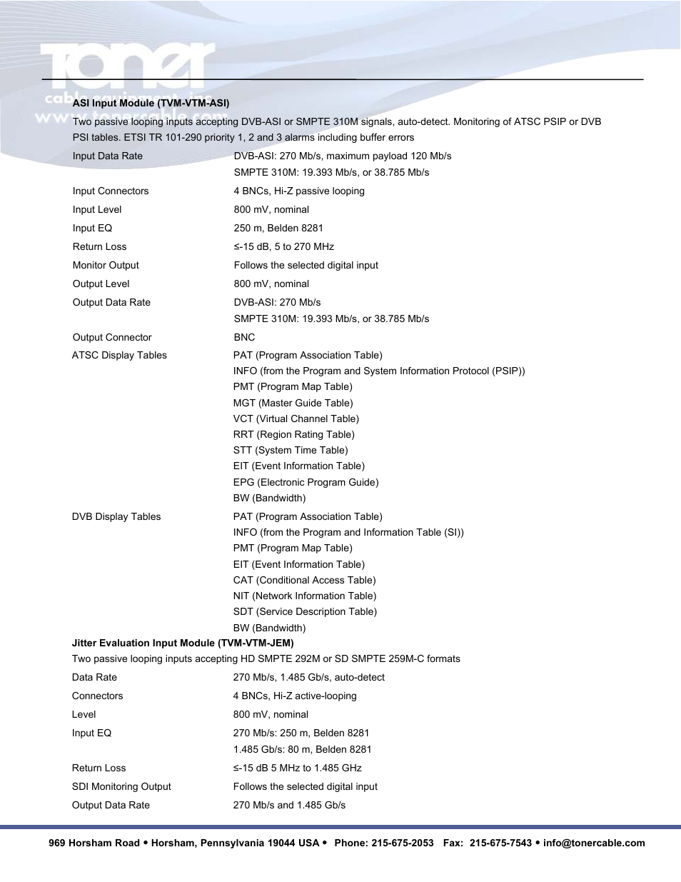 Toner Cable TVM9150PKG Multiformat 3G-HD-SD Video Waveform Monitor and Audio Signal Analyzer User Manual | Page 8 / 14