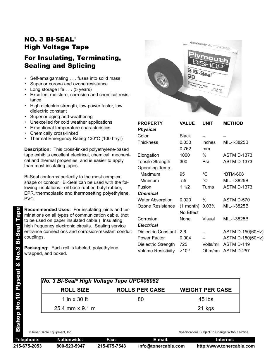 No. 3 bi-seal | Toner Cable No. 10 Plyseal Tape User Manual | Page 2 / 2