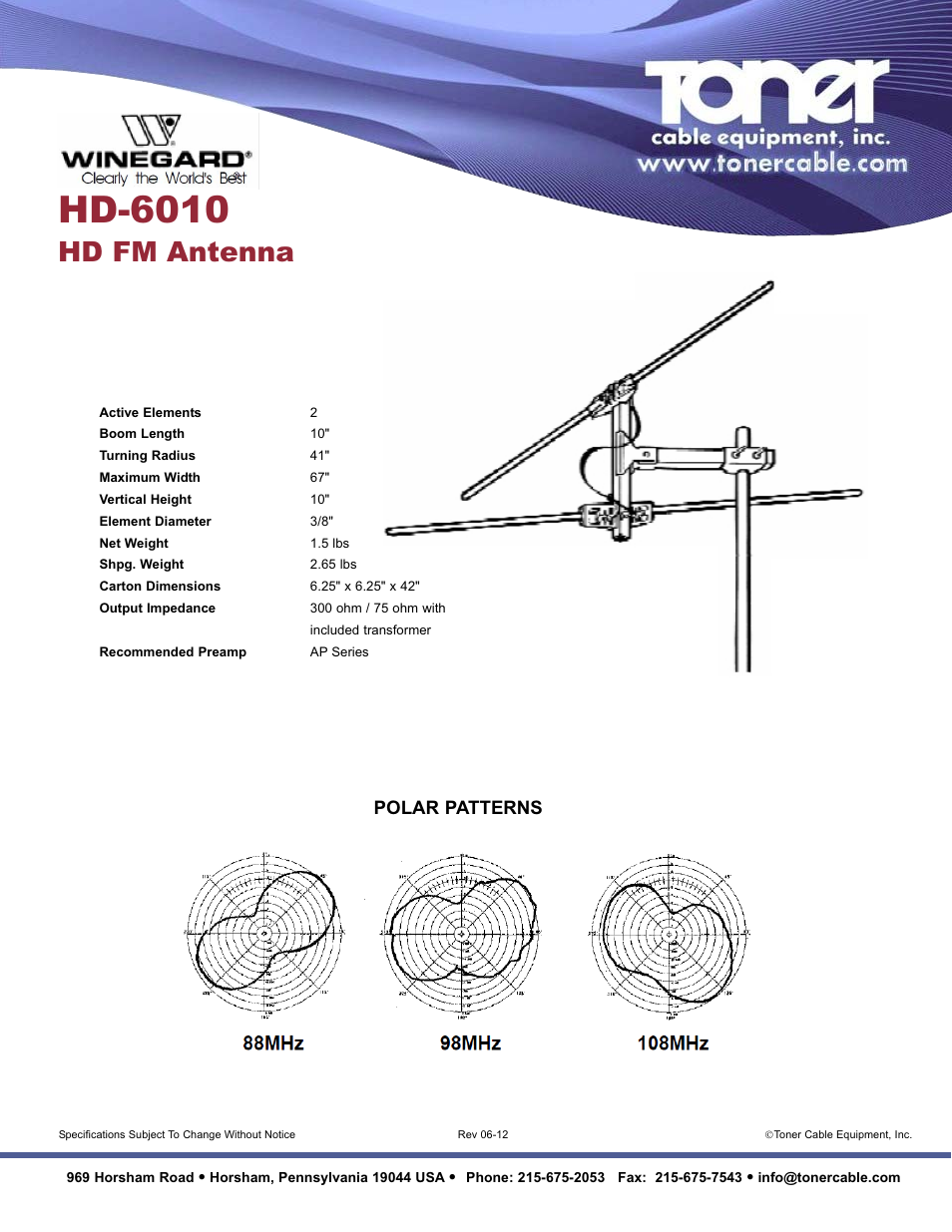 Toner Cable HD6010 HD FM Antenna User Manual | 1 page