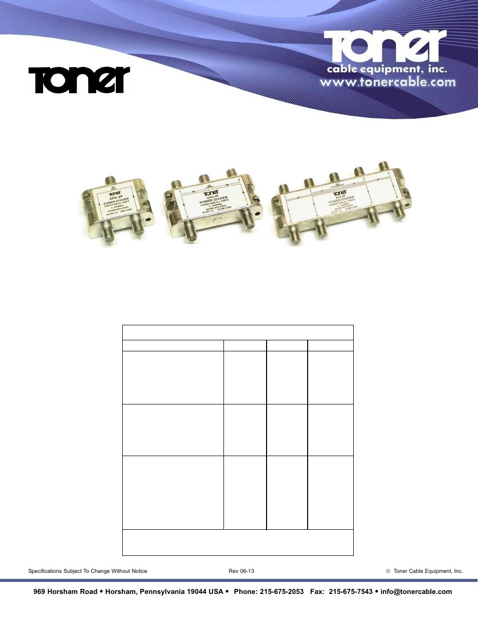 Toner Cable XPD-2P Power Dividers User Manual | 1 page